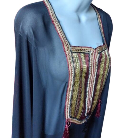 Black Caftan Style Blouse Fits 1X NEW NWT - Picture 5 of 8